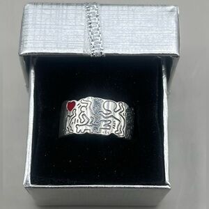 Keith Haring Inspired S925 Sterling Silver Ring With Wavy Design ♥️ Size 9